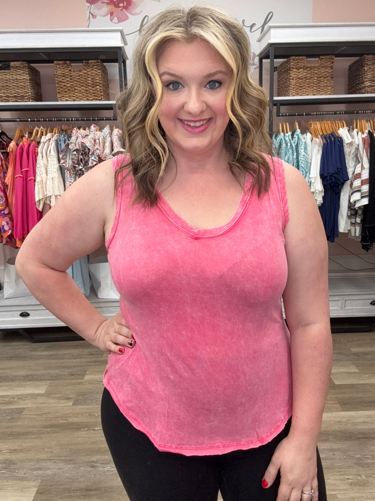 Distressed V-Neck Tank Top