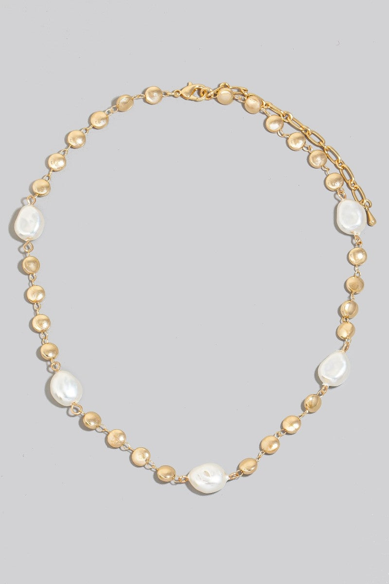 Pearl & Gold Disc Necklace