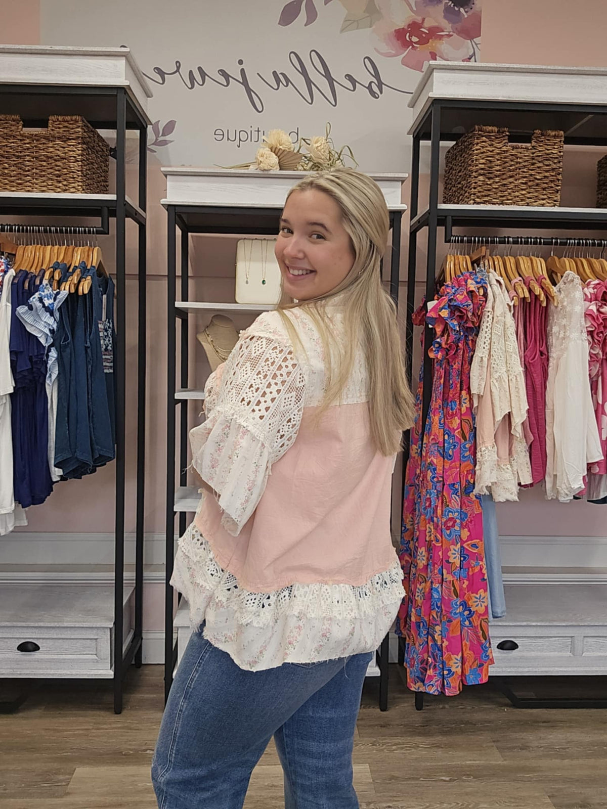 Blush Lace Denim Jacket