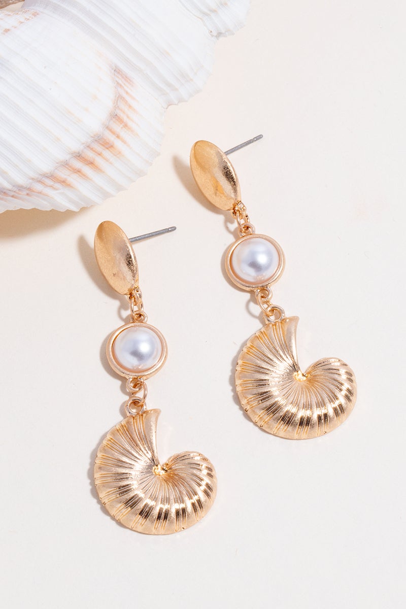 Shell & Pearl Dangle Earrings