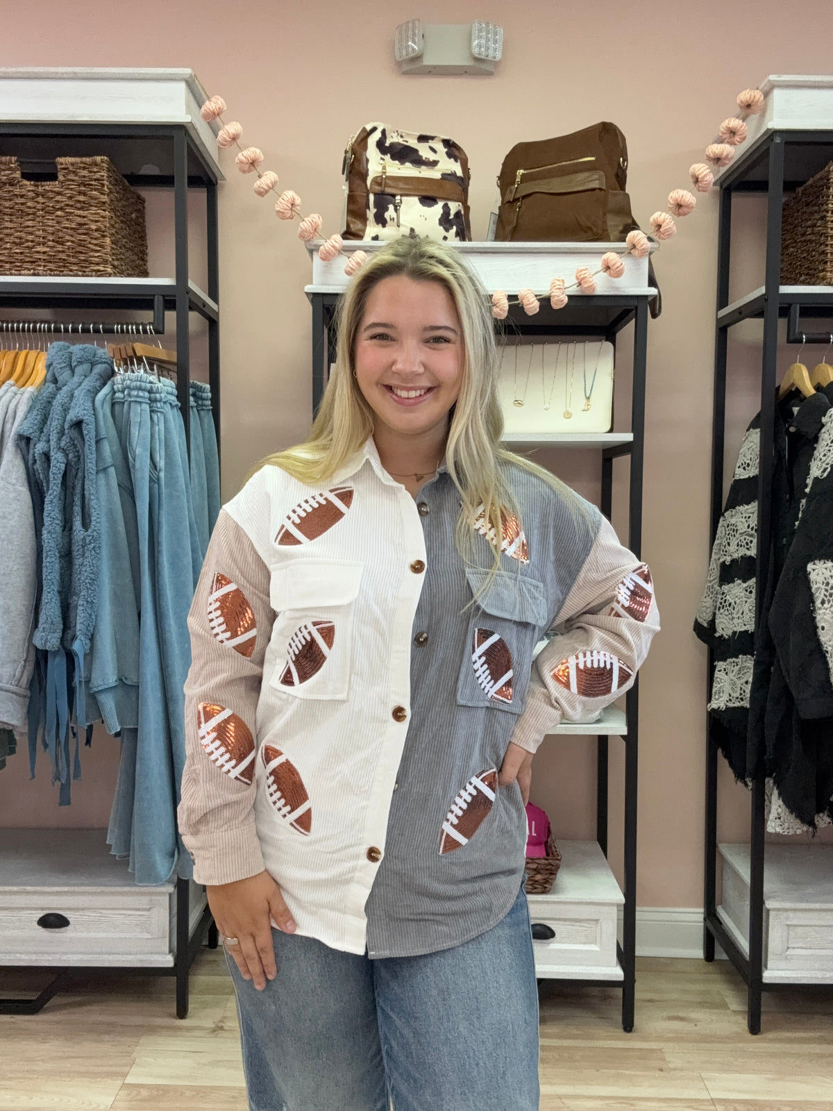 Sequin Football Corduroy Shacket