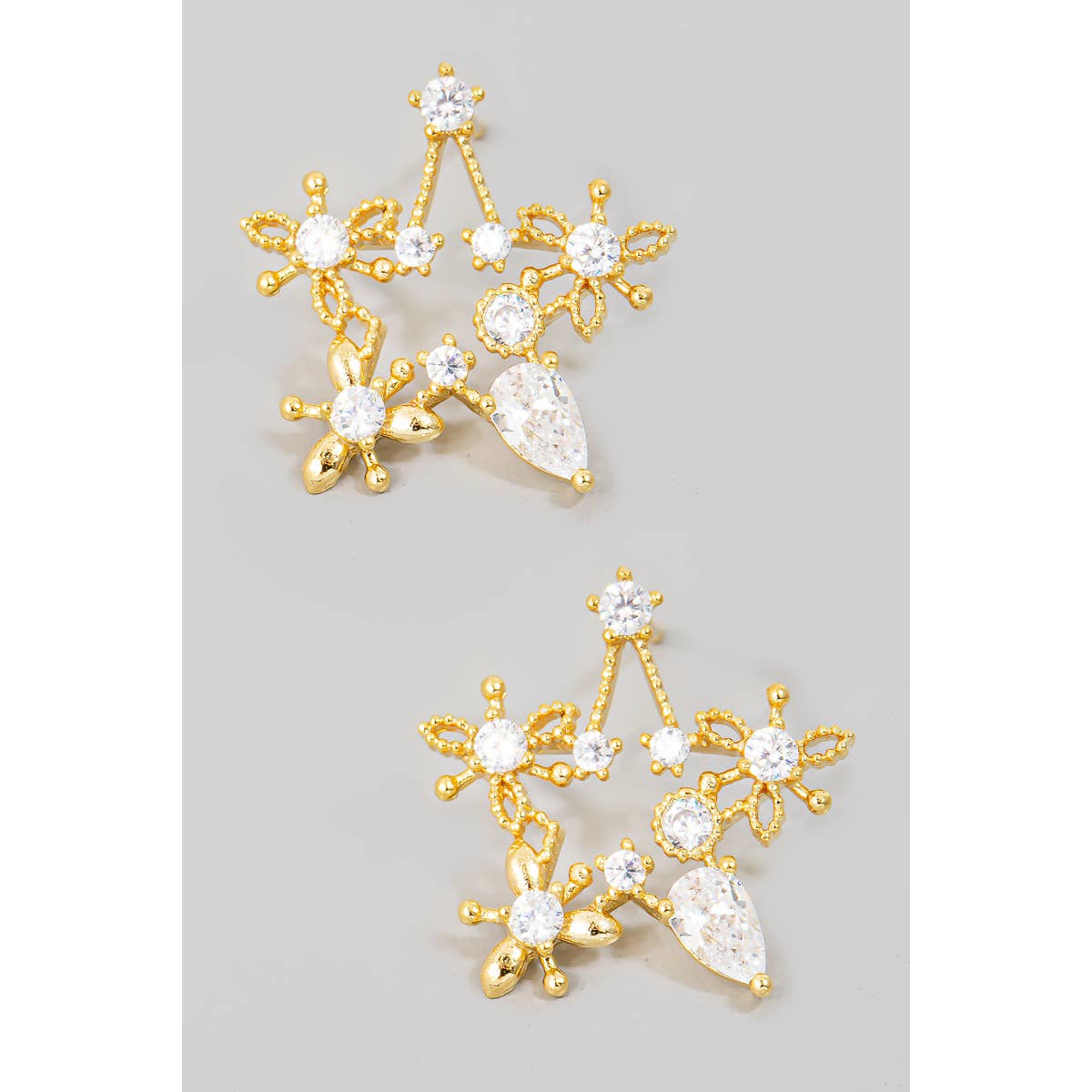 Cz Studded Star Stud Earrings