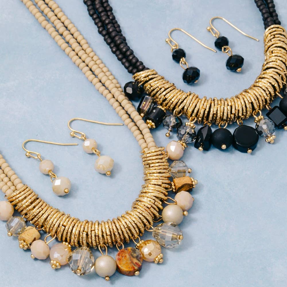 Beaded Layered Statement Necklace