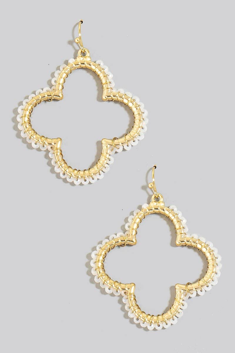 Faceted Glass Beaded Clover Dangle Earrings