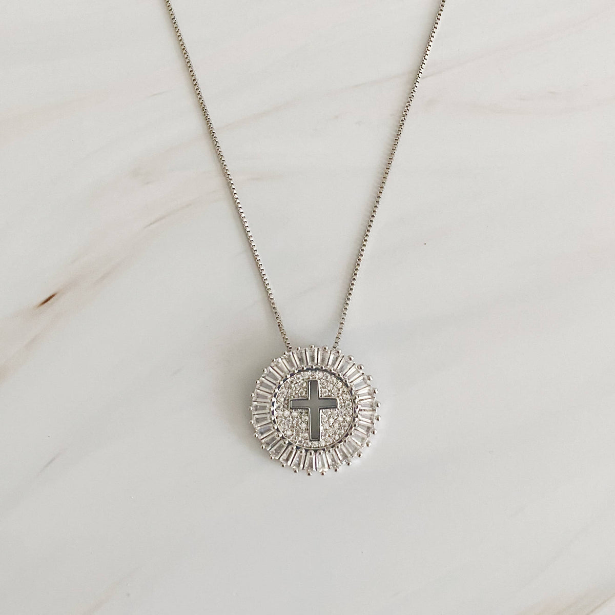 Mesmerized By The Cross Necklace: Silver