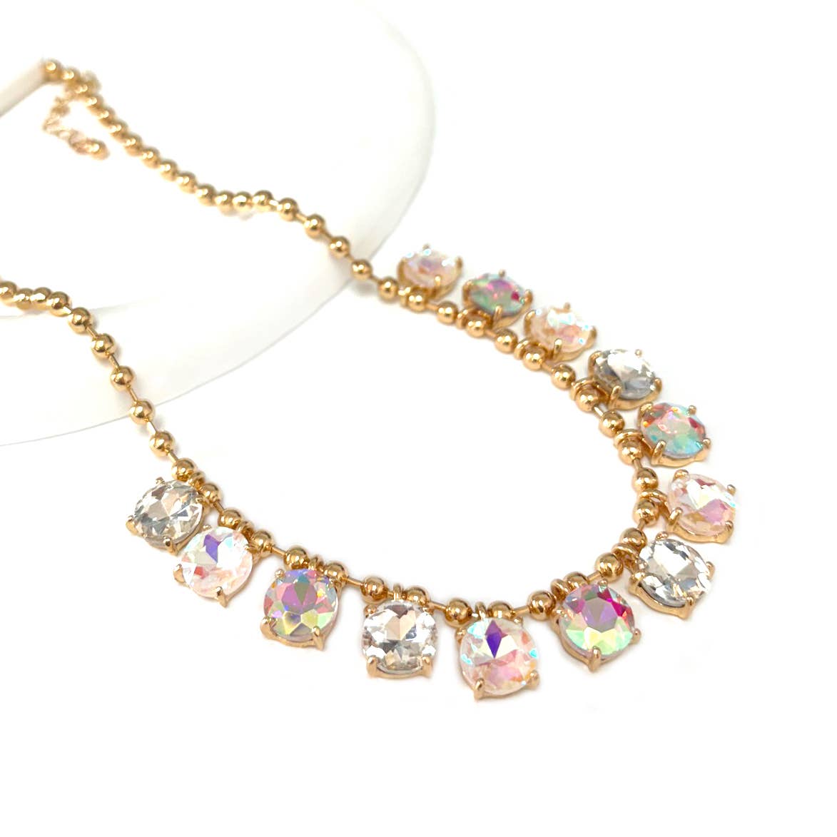 Crystal Glass Bead Dangle Necklace