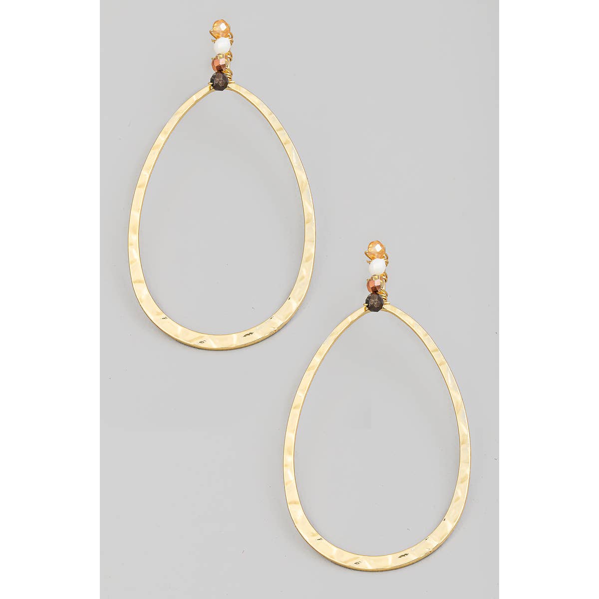 Hammered Oval Drop Earrings