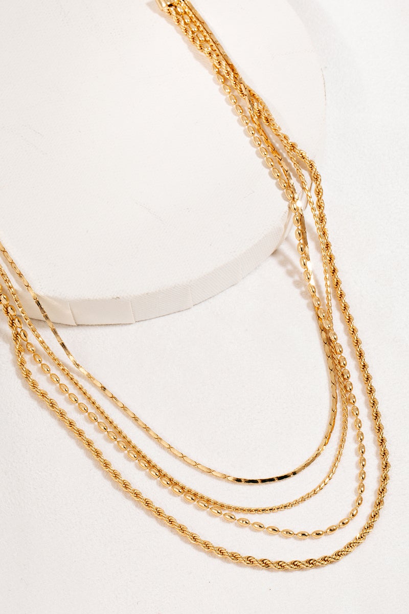 Gold Layered Mix Chains Necklace