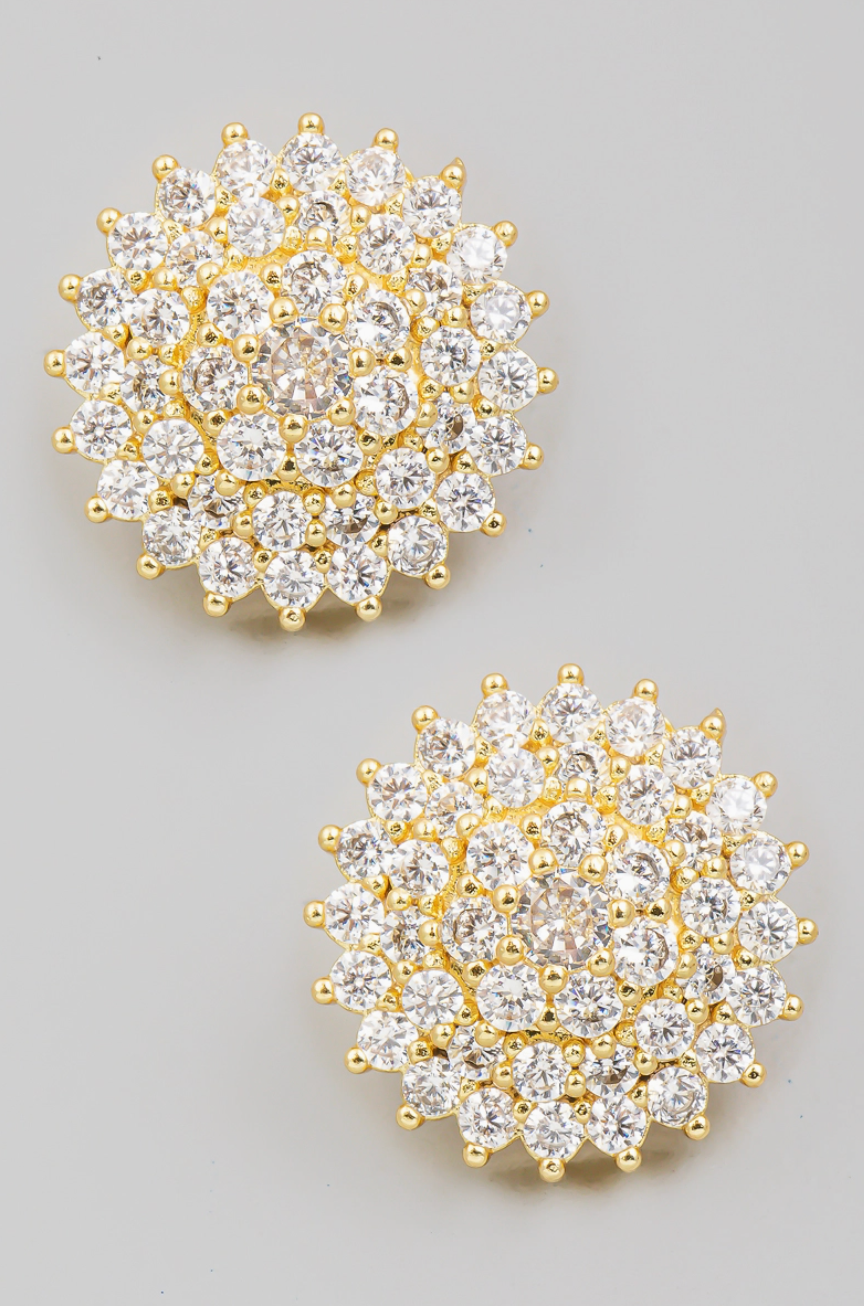 Pave Flower Stud Earring