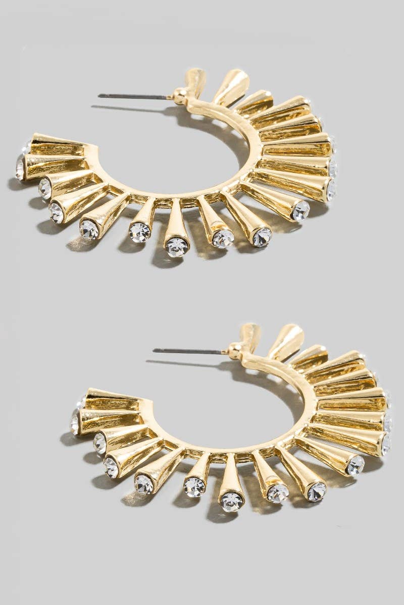 Rhinestone Studded Sunshine Hoop Earrings