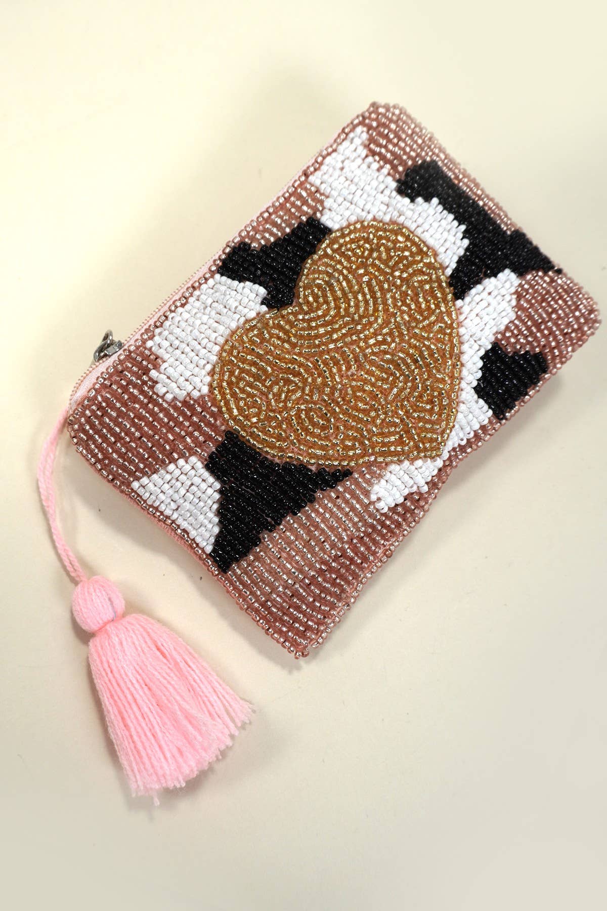 Heart Seed Beaded Coin Purse