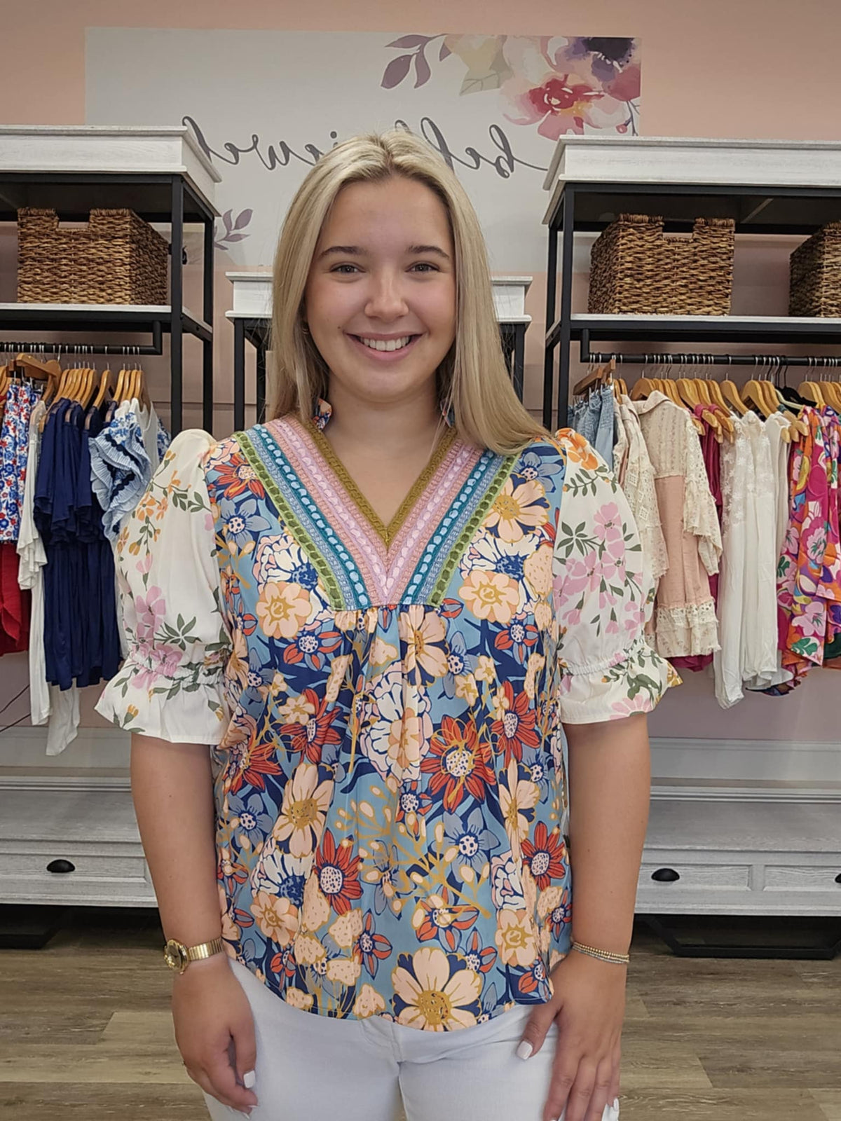 Crochet Boho Half & Long Sleeve Floral Blouse
