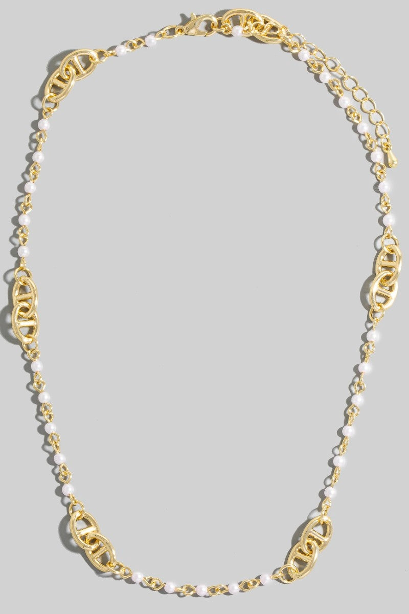 Pearl Beads & Anchor Chain Necklace