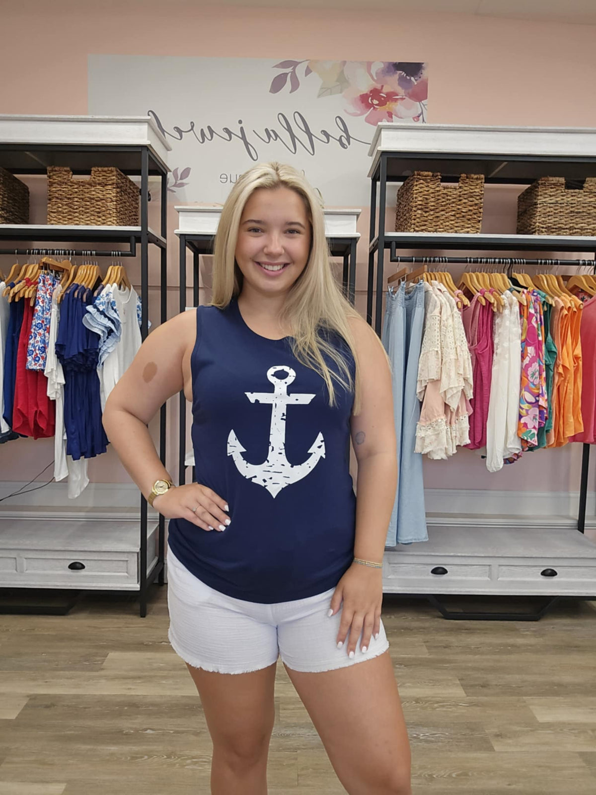 Coastal White Anchor Tank
