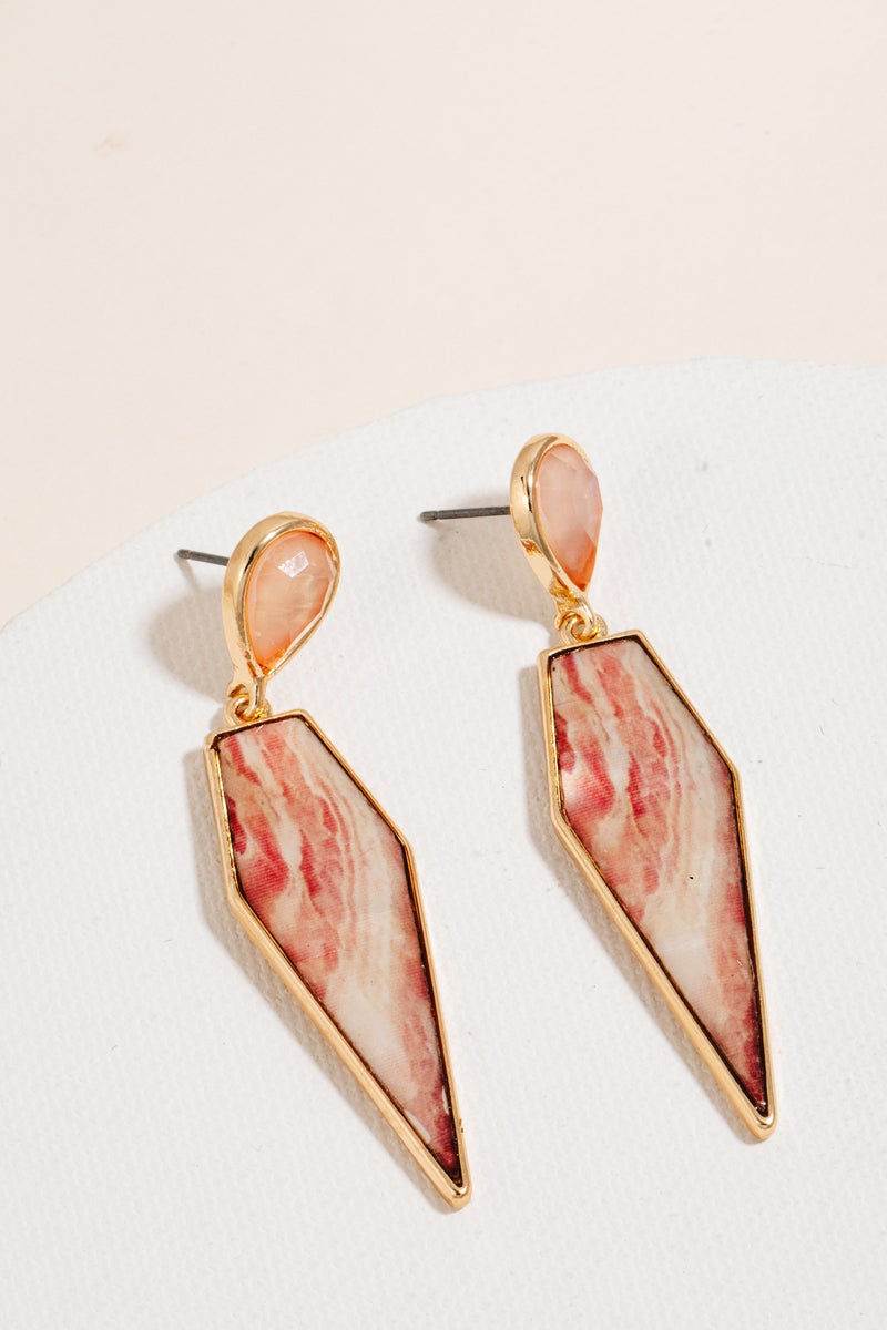 Mother of Pearl Diamond Shape Dangle Earrings