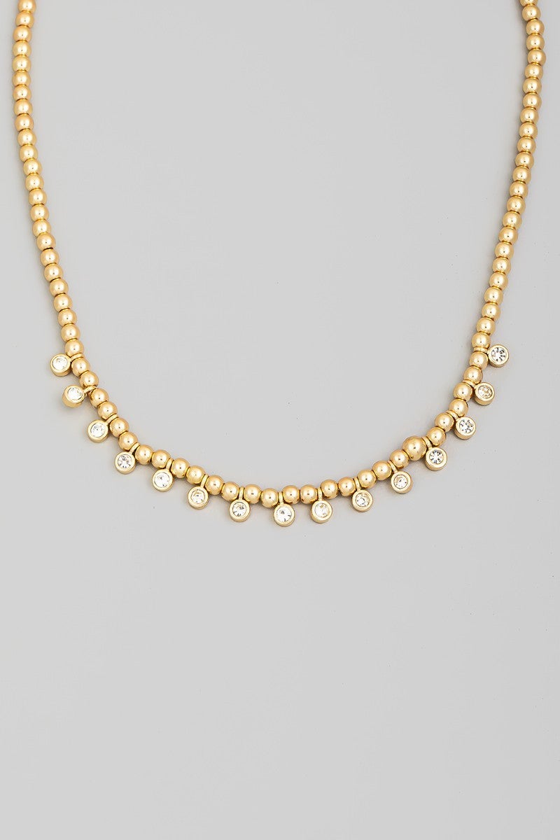Gold Metallic Beaded Necklace