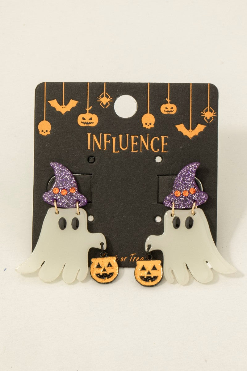 Glow In The Dark Halloween Ghost Dangle Earrings