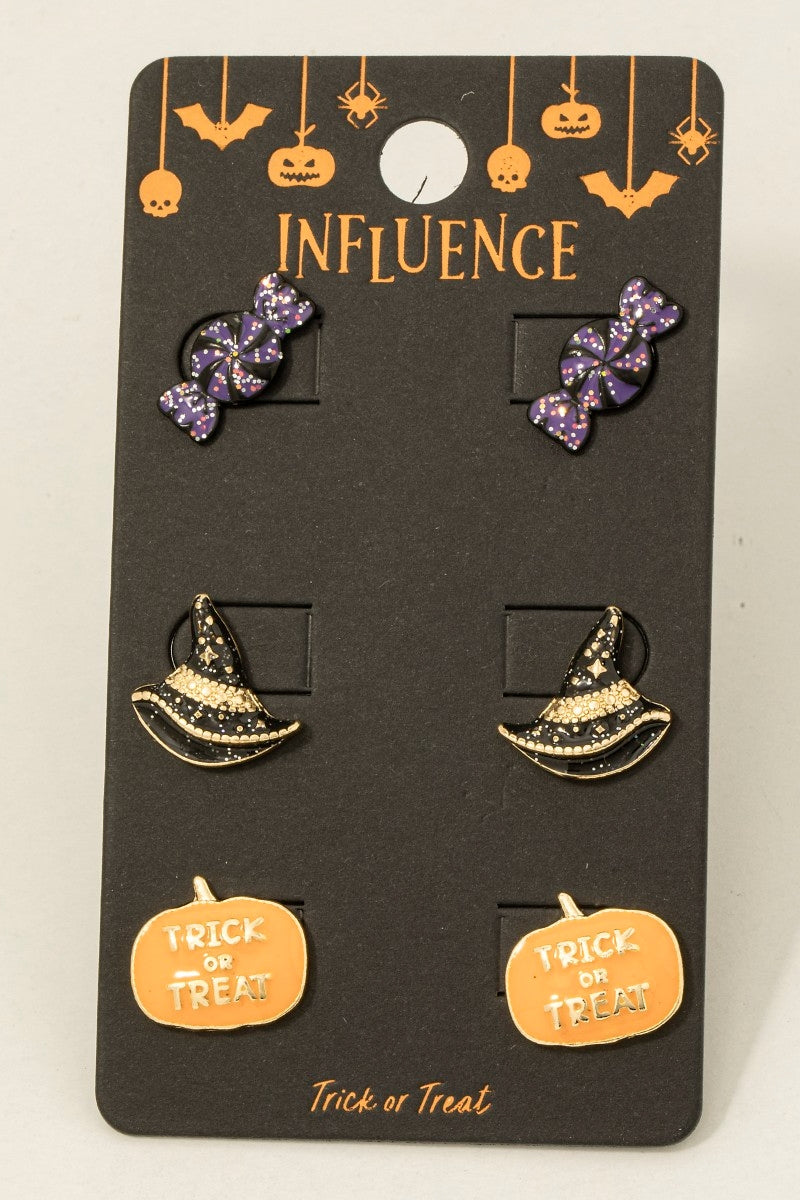 Mixed Enamel Halloween Stud Earrings Set