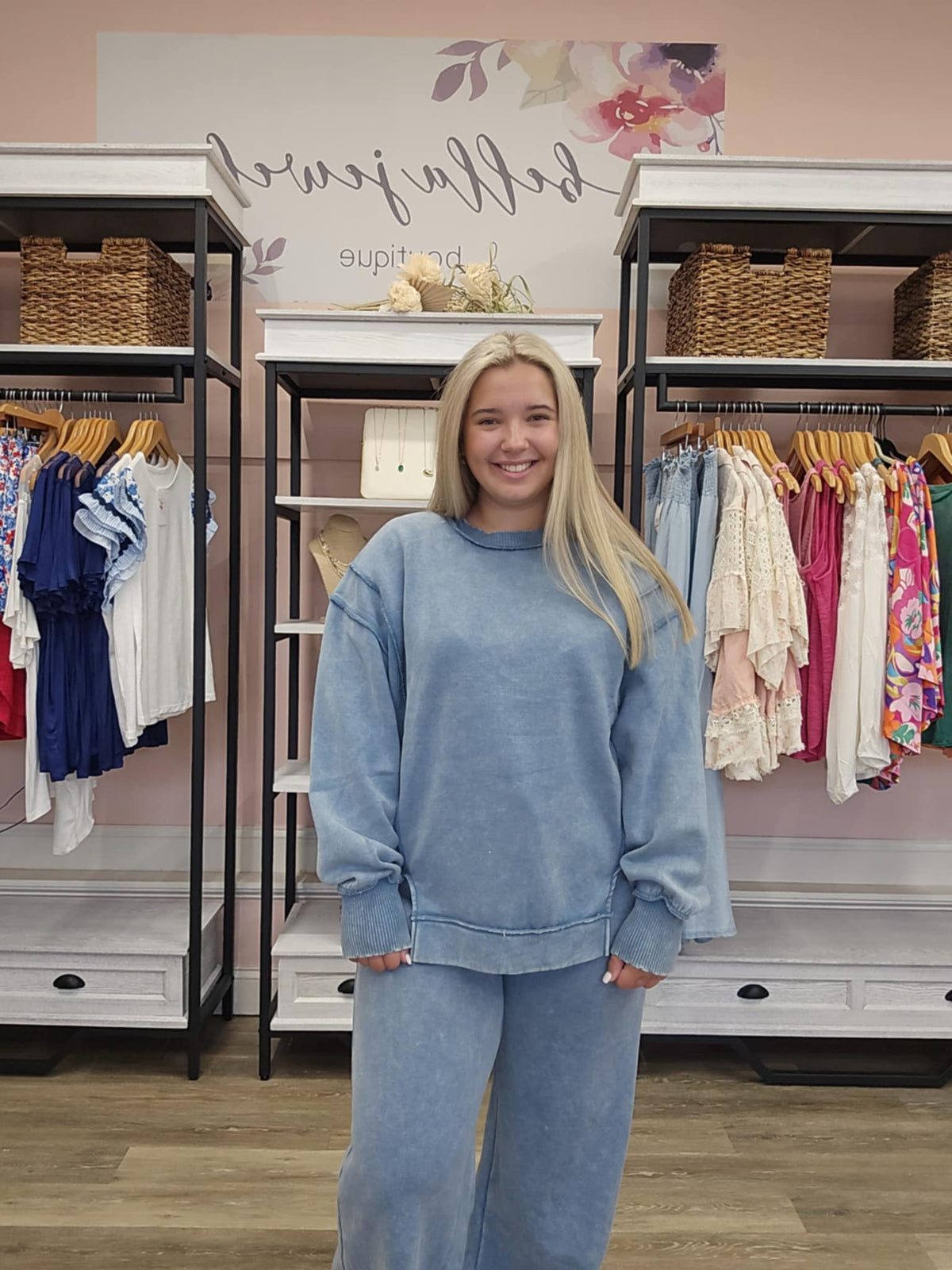 Acid Wash Exposed Seam Fleece Sweatshirt