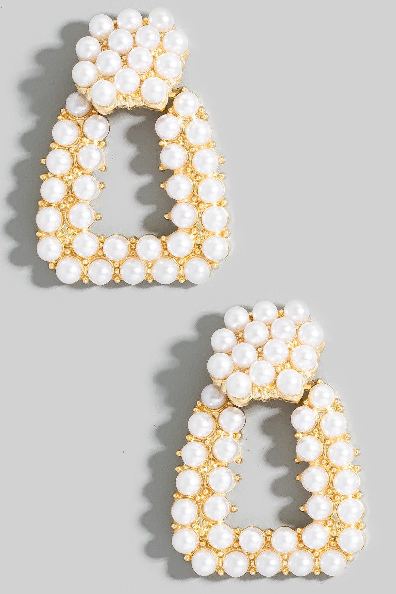 Pearl Studded Door Knocker Earrings