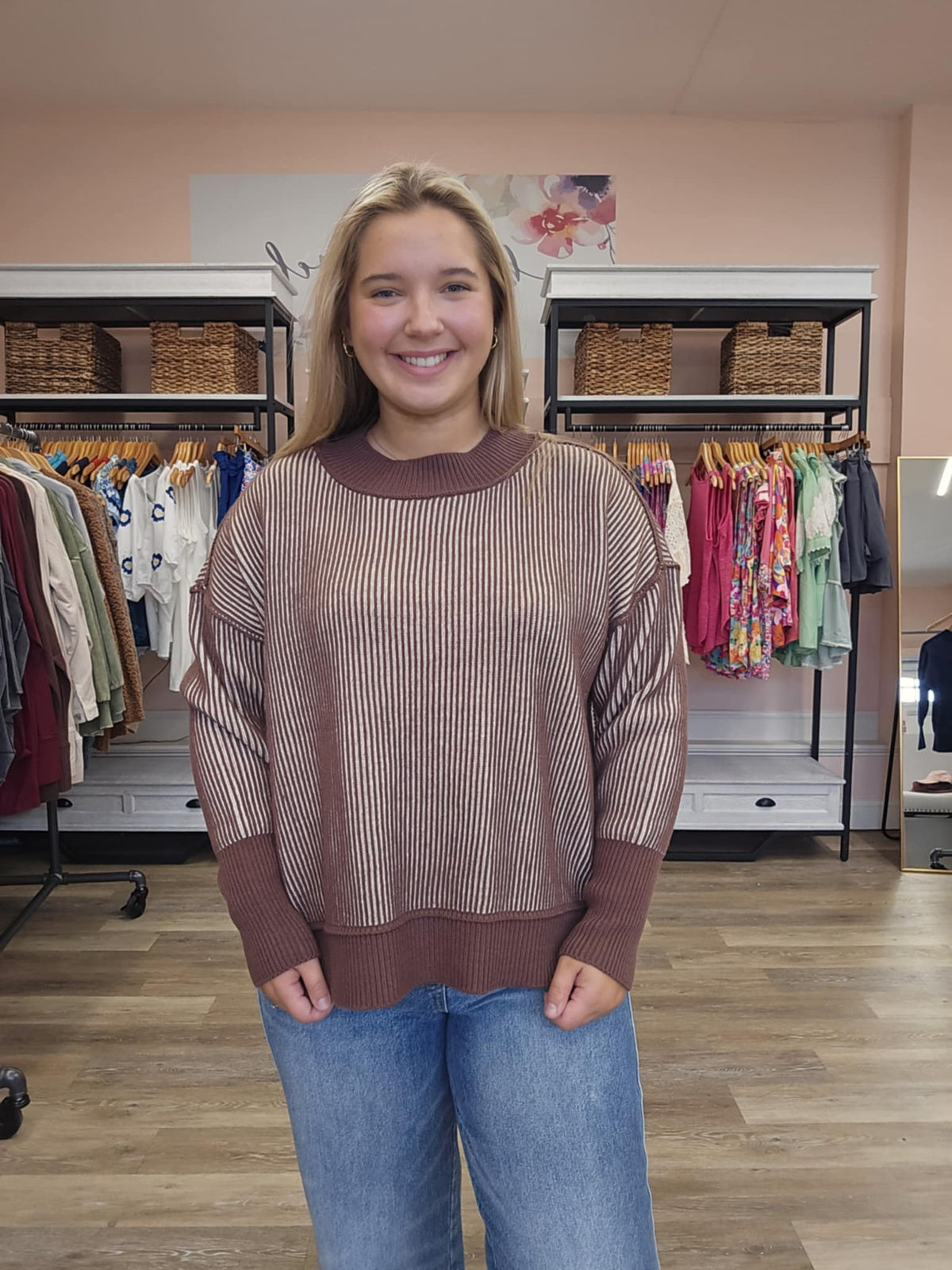 Exposed Seam Two Toned Sweater