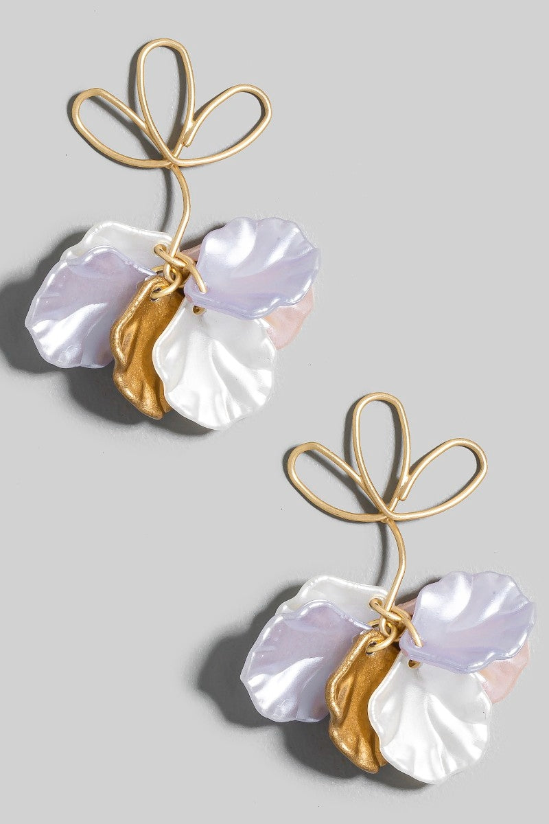 Floral Iridescent Petals Dangle Earrings