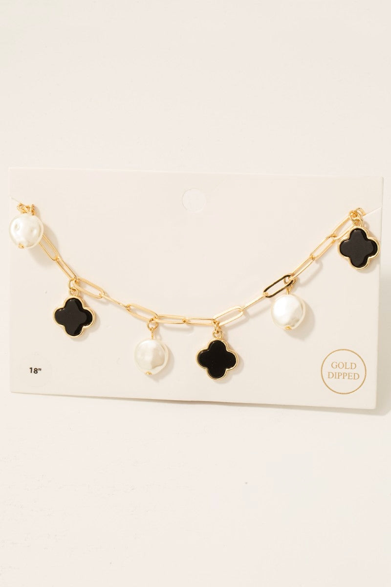 Pearl & Clover Charm Necklace
