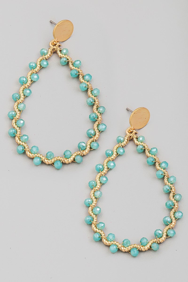 Turquoise Bead Twist Drop Earrings