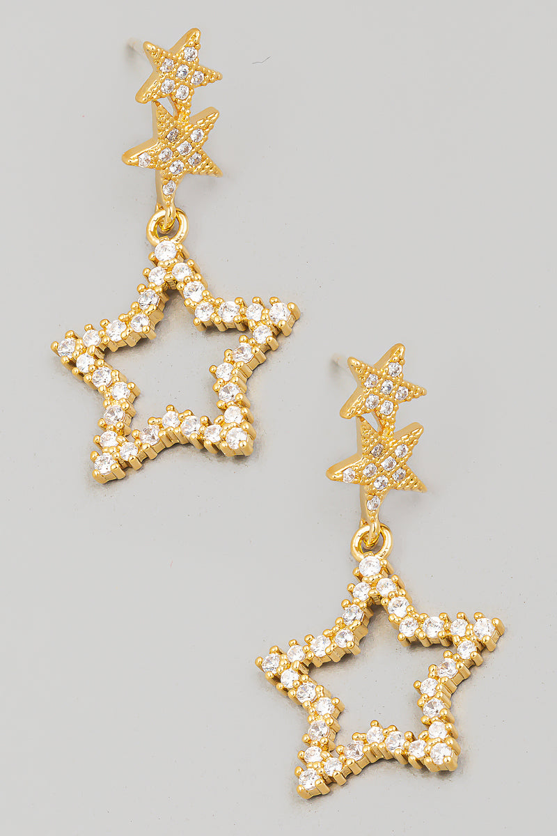 Pave Star Cutout Earrings