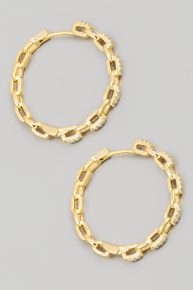 Solid Metallic Chain Hoop Earrings