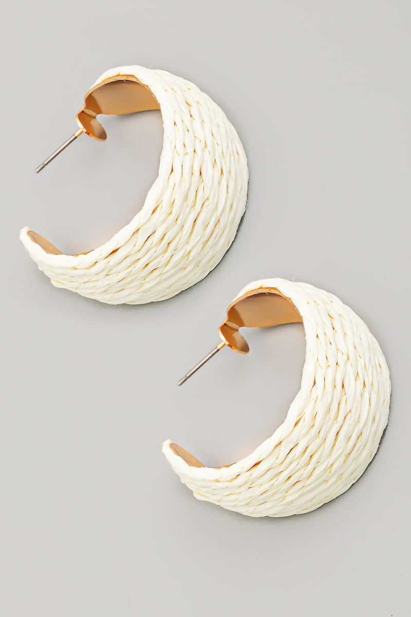 Metallic Hoop Raffia Earrings