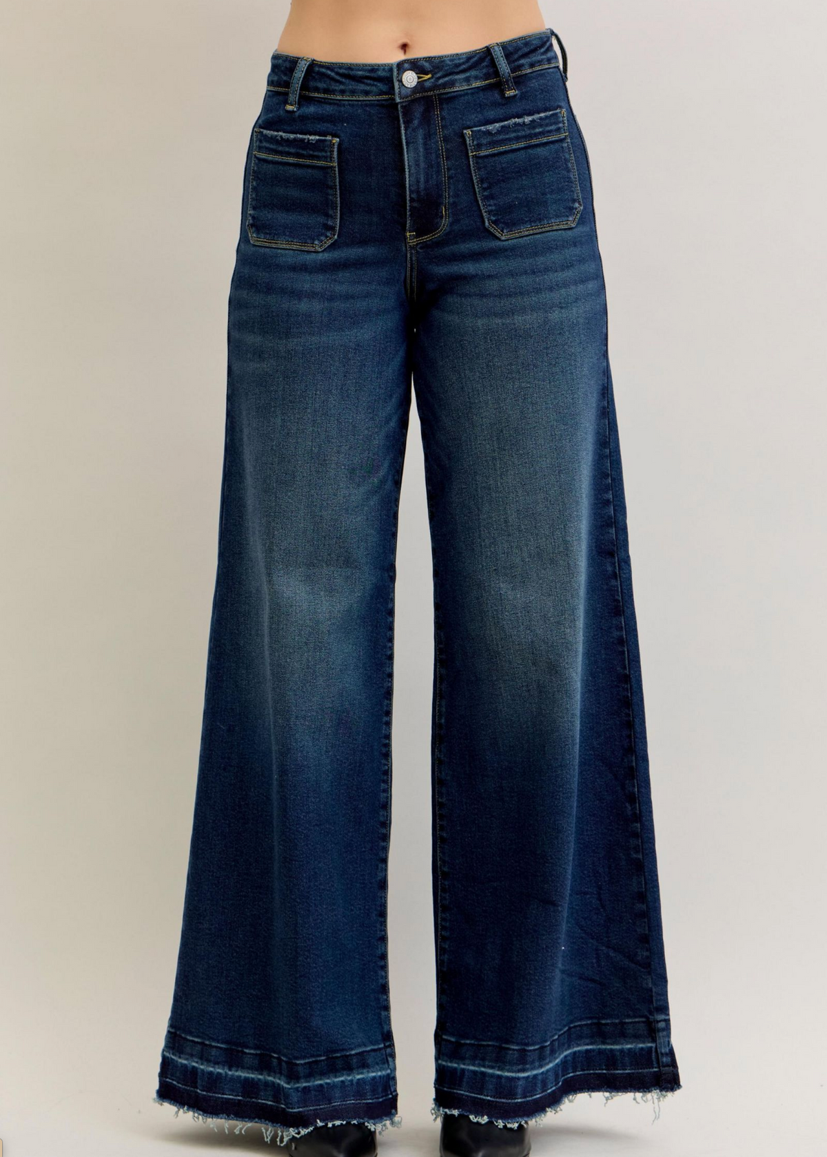 Palazzo Front Patch Pocket Jeans