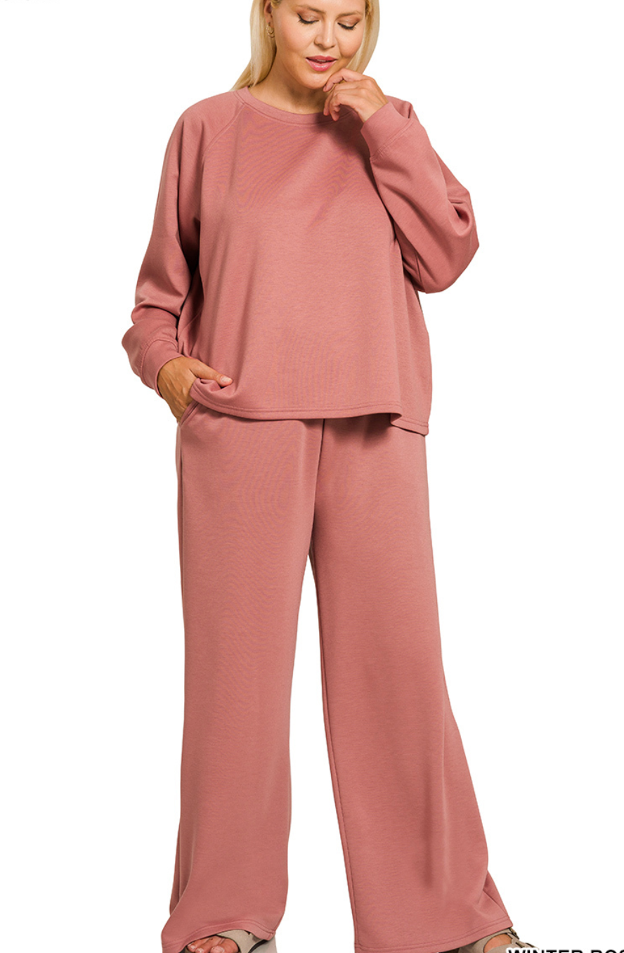 Plus Scuba Crewneck & Sweatpant Set