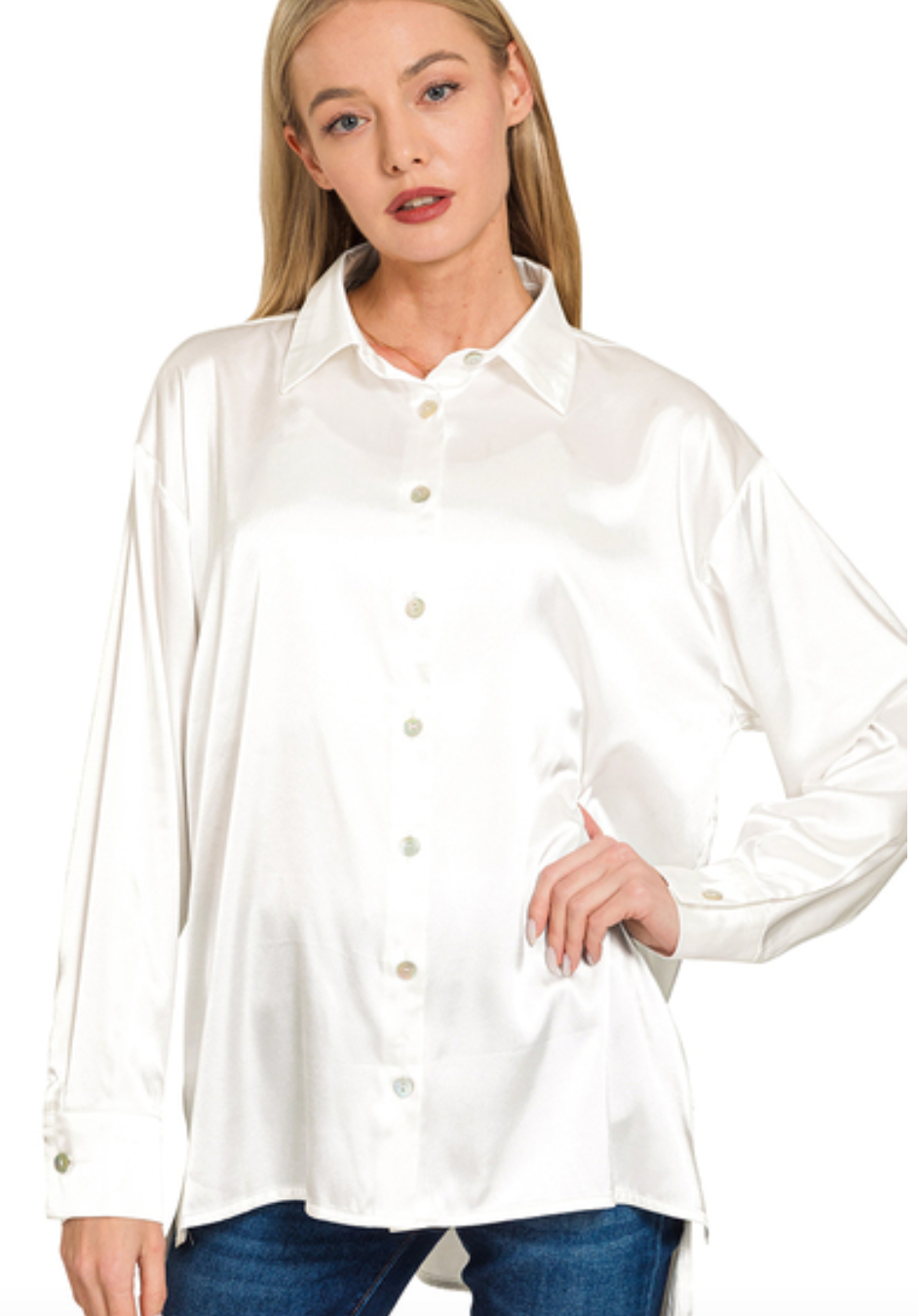 Satin Button Down Top