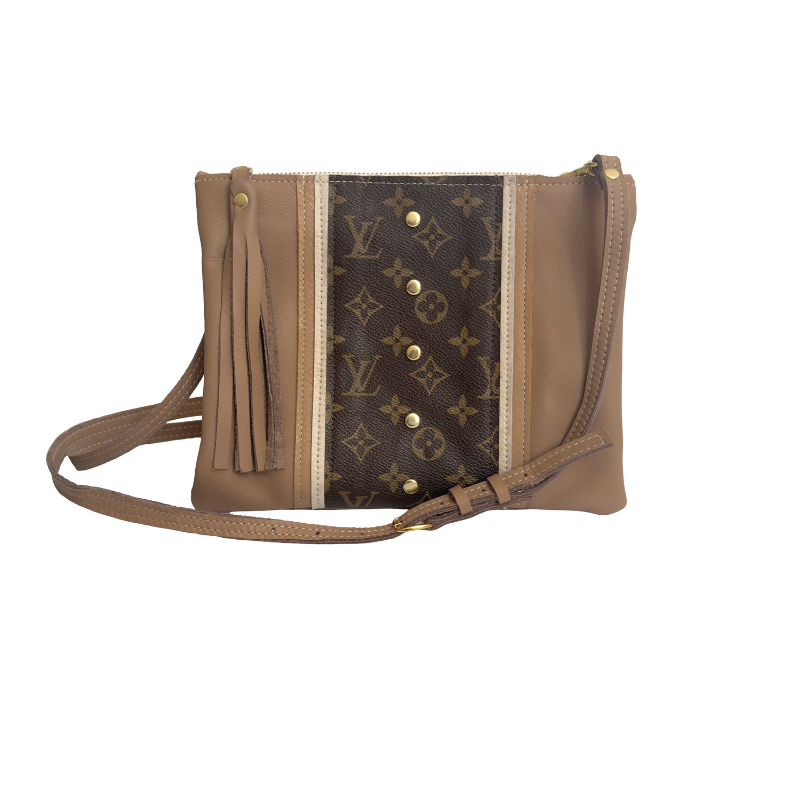 Caroline Crossbody In Mocha Mousse Leather | Upcycled LV