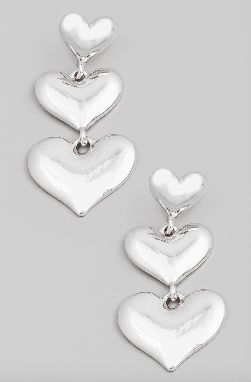 Triple Heart Dangle Earrings