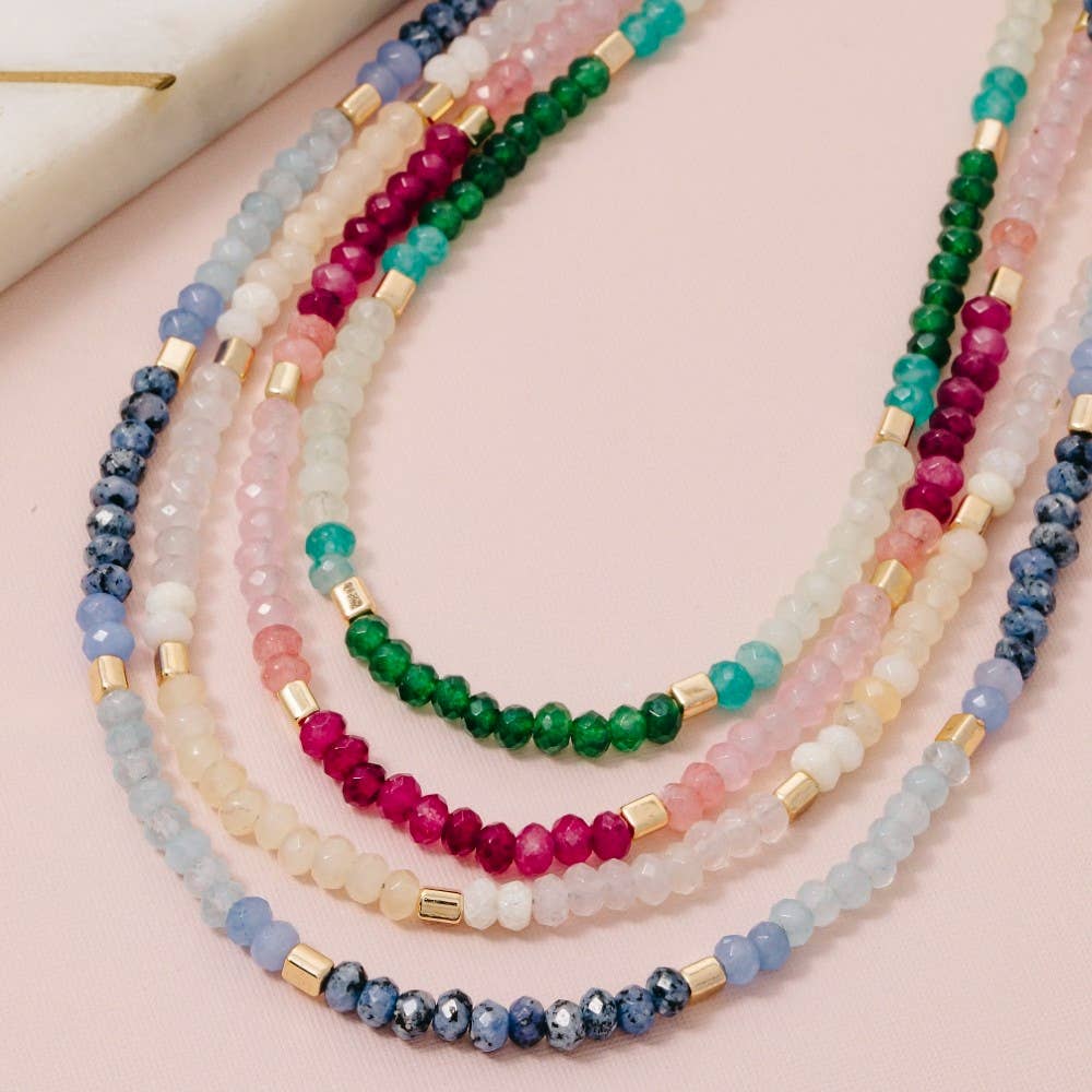 Faceted Stone Beaded Necklace