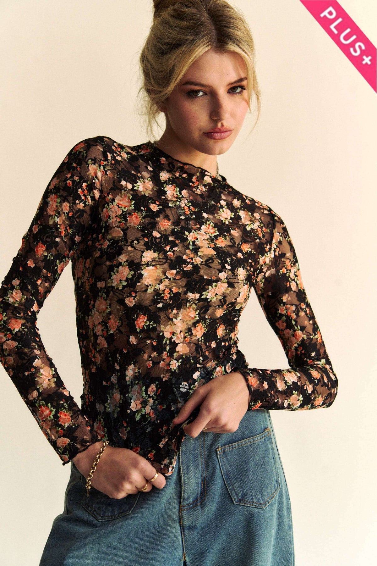 Floral Mesh Top (Plus)