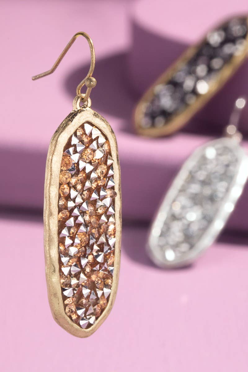 Oval Glitter Stone Earrings