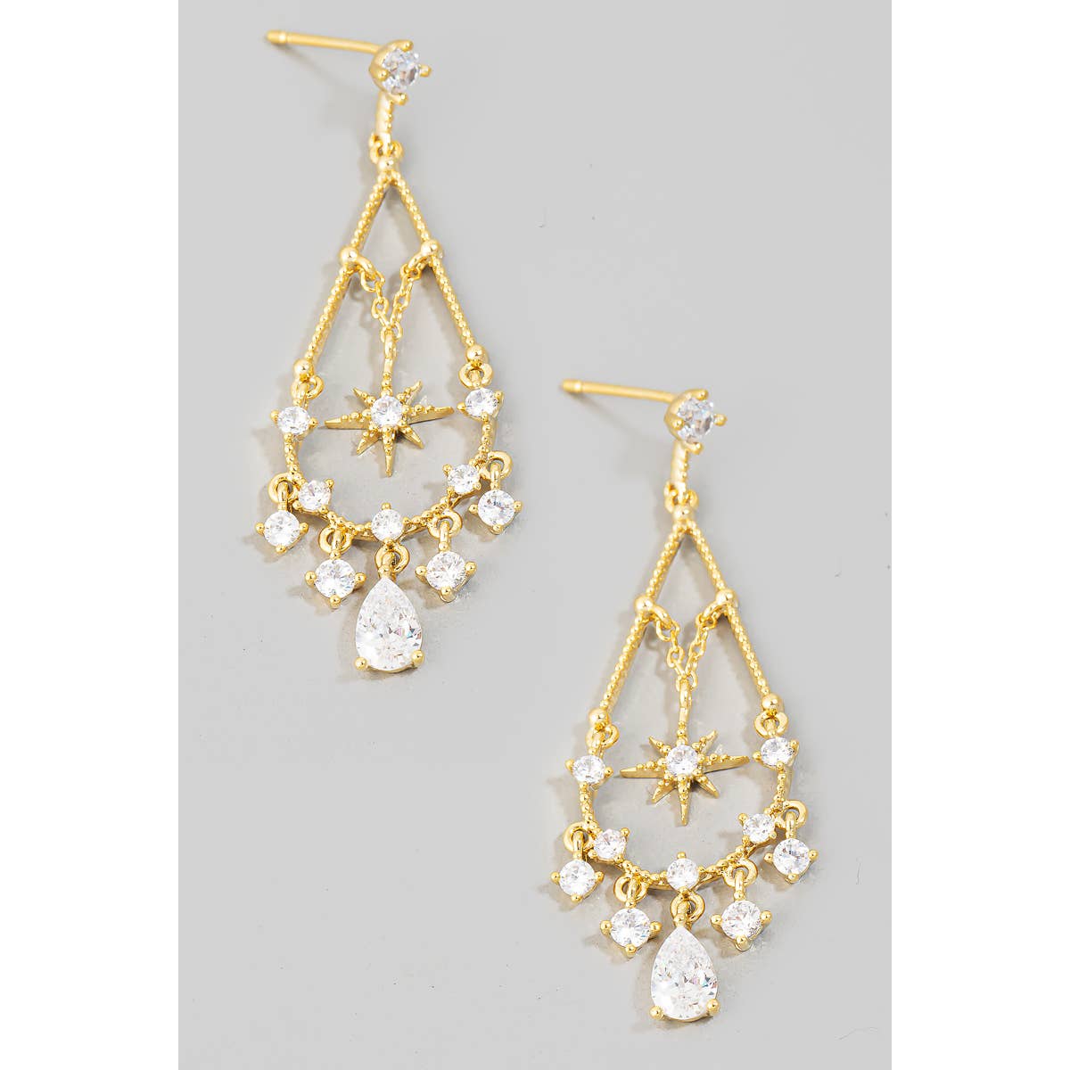 Teardrop Rhinestone Chandelier Earrings