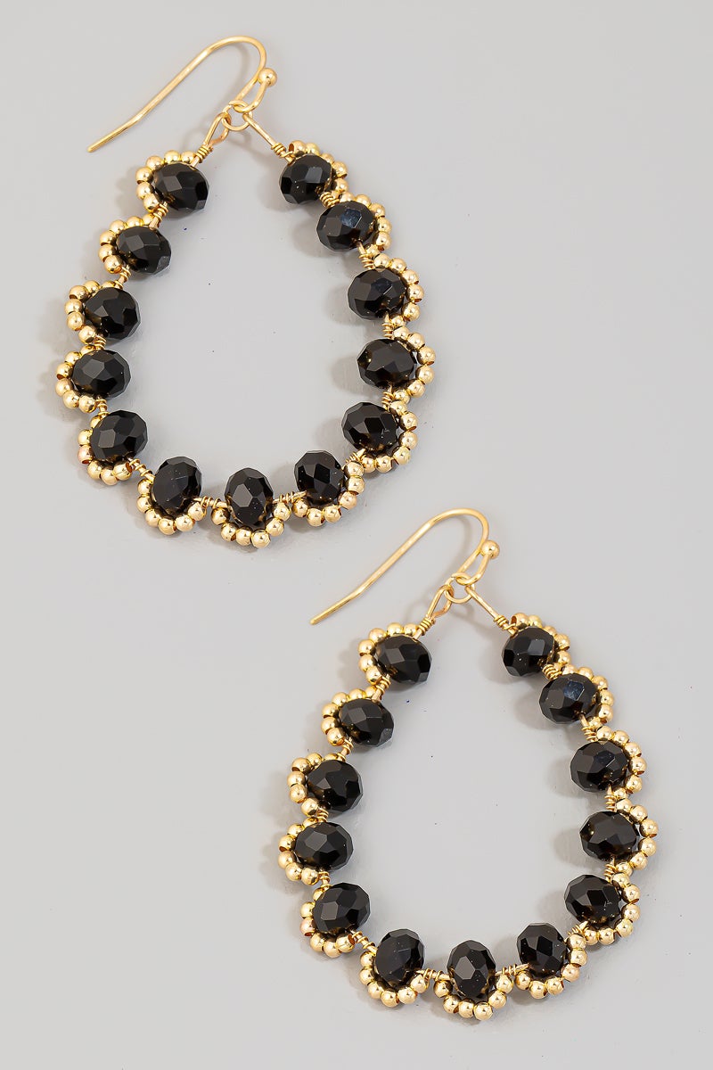 Rhinestone and Metallic Beaded Teardrop Earring