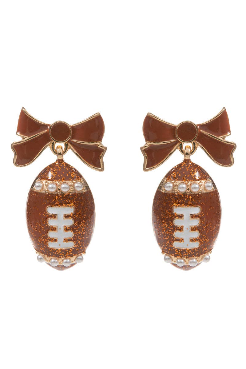 Gameday Sport Ball Enamel w/ Bow Post Earrings