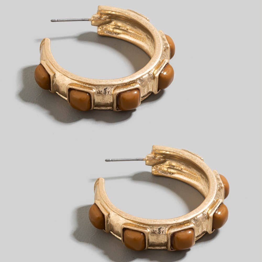 Square Acrylic Set Station Hoop Earrings