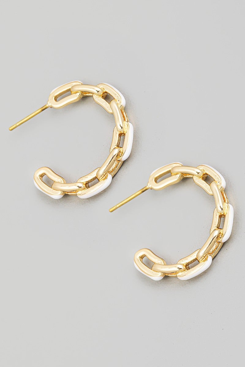 Enamel Chain Hoop Earring