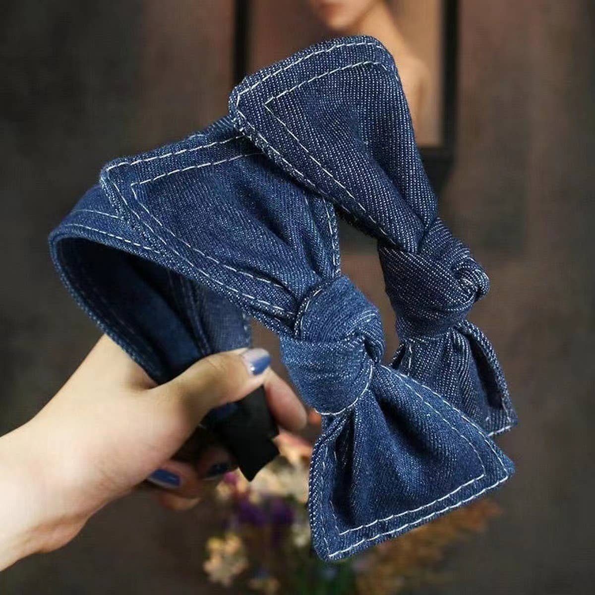 Denim Bow Headband
