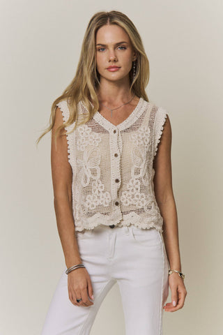 Floral Butterfly Crochet Vest Top