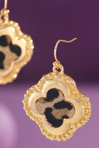 Animal Print Quatrefoil Drop Earring