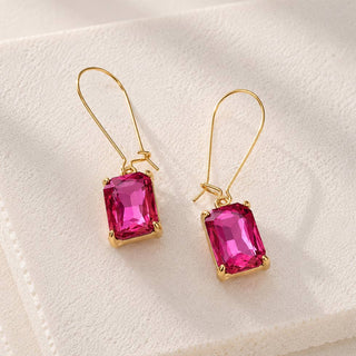 Midi Rectangle Glass Bead Dangle Earrings