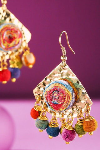Mixed Metal & Multicolor Beads Earrings