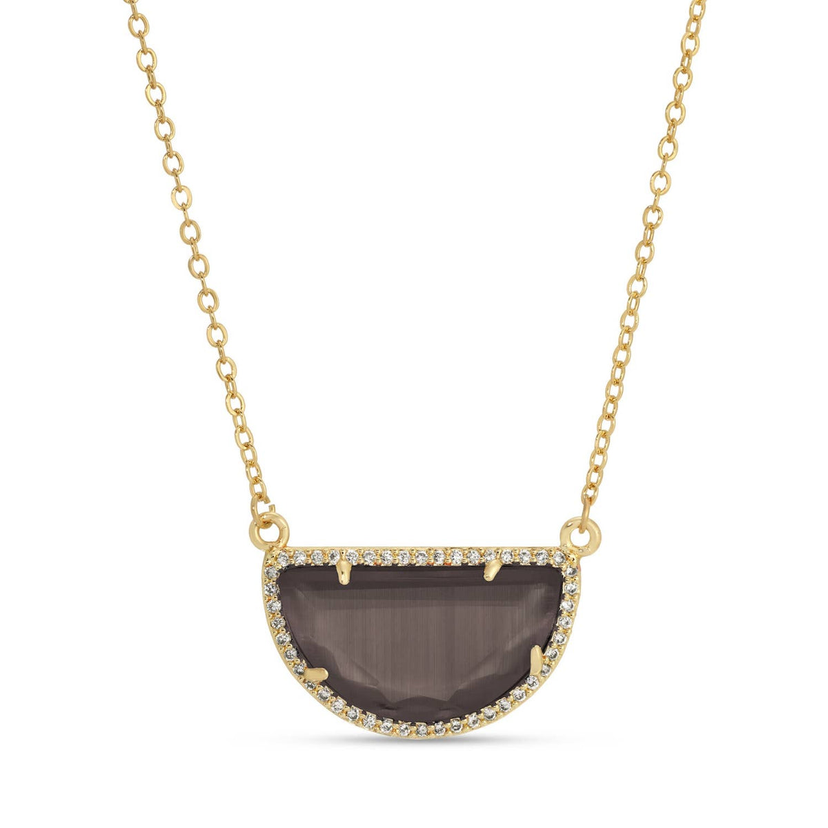 Half Circle Pave Stone Necklace